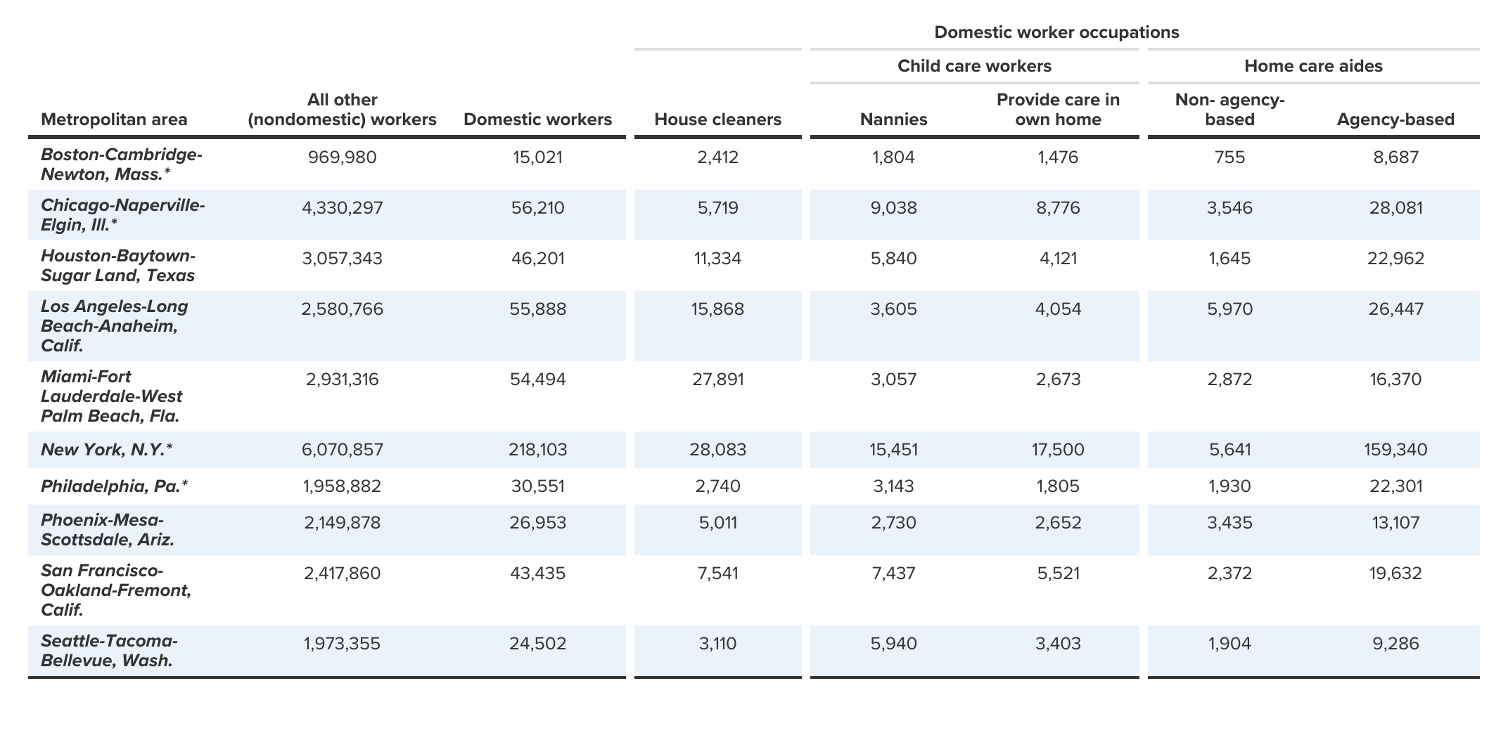 Employment in domestic worker occupations, by selected metropolitan area, 2019