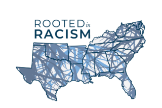 Rooted in Racism Logo. Map of the 16 U.S.</body></html>